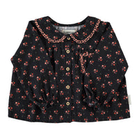 Piupiuchick Black Flowers Peter Pan Collar Blouse