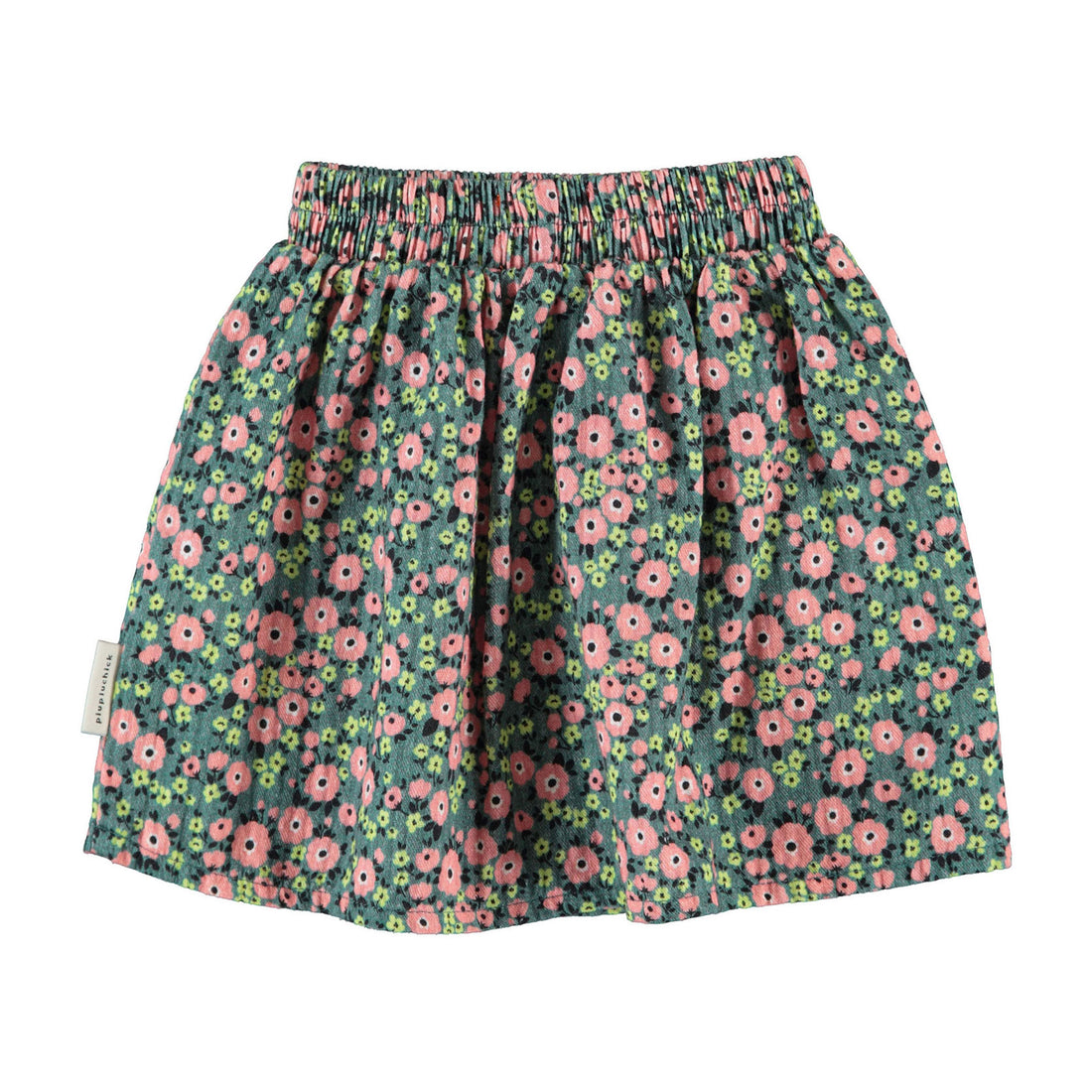 Piupiuchick Green Multicolor Flowers Short Skirt