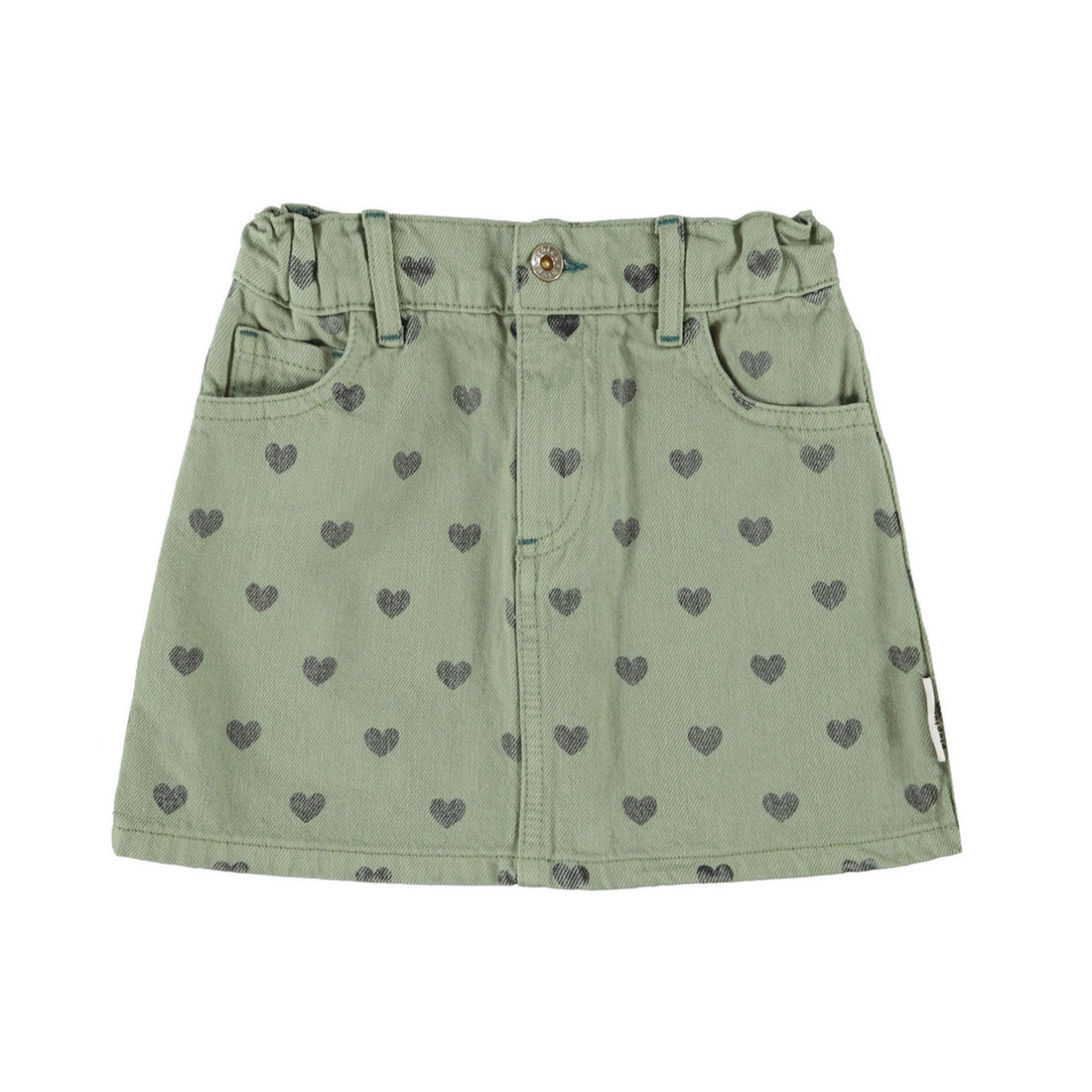 Piupiuchick Green / Black Hearts Short Skirt