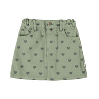 Piupiuchick Green / Black Hearts Short Skirt