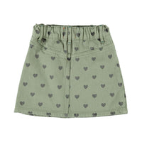Piupiuchick Green / Black Hearts Short Skirt