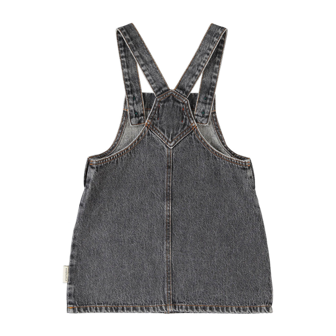Piupiuchick Washed Black Denim Apple Print Short Dress