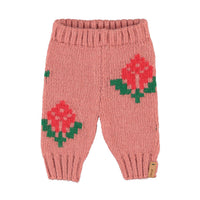 Piupiuchick Pink Flowers Knitted Baby Leggings