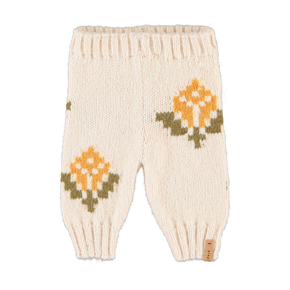 Piupiuchick Ecru Flowers Knitted Baby Leggings