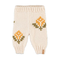 Piupiuchick Ecru Flowers Knitted Baby Leggings