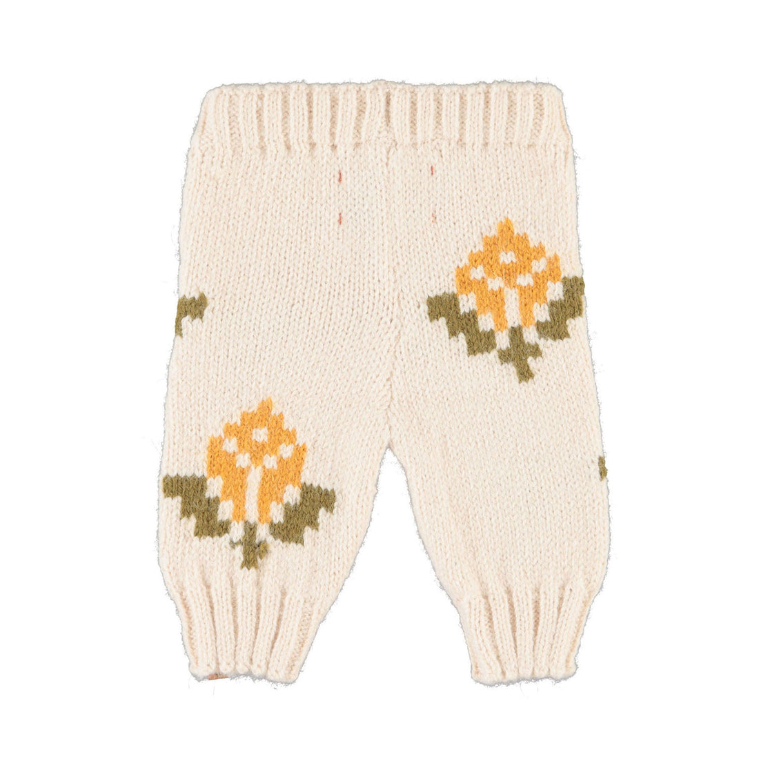 Piupiuchick Ecru Flowers Knitted Baby Leggings