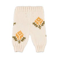 Piupiuchick Ecru Flowers Knitted Baby Leggings