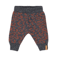 Piupiuchick Dark Grey / Camel Animal Print Knitted Baby Leggings