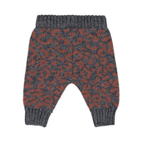 Piupiuchick Dark Grey / Camel Animal Print Knitted Baby Leggings