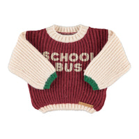 Piupiuchick Bordeaux / Ecru "School Bus" Print Knitted Sweater