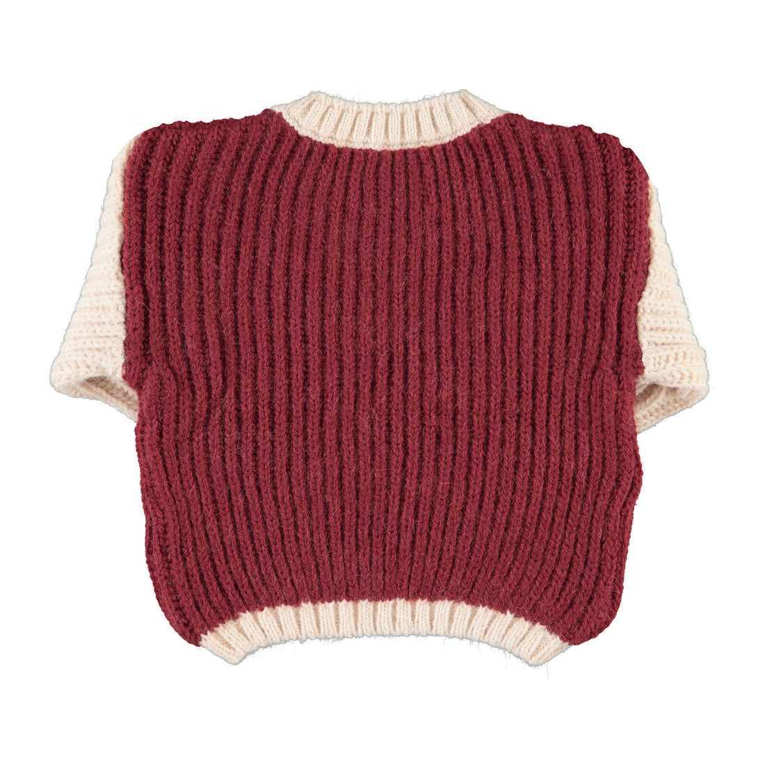 Piupiuchick Bordeaux / Ecru "School Bus" Print Knitted Sweater