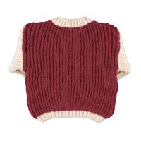 Piupiuchick Bordeaux / Ecru "School Bus" Print Knitted Sweater