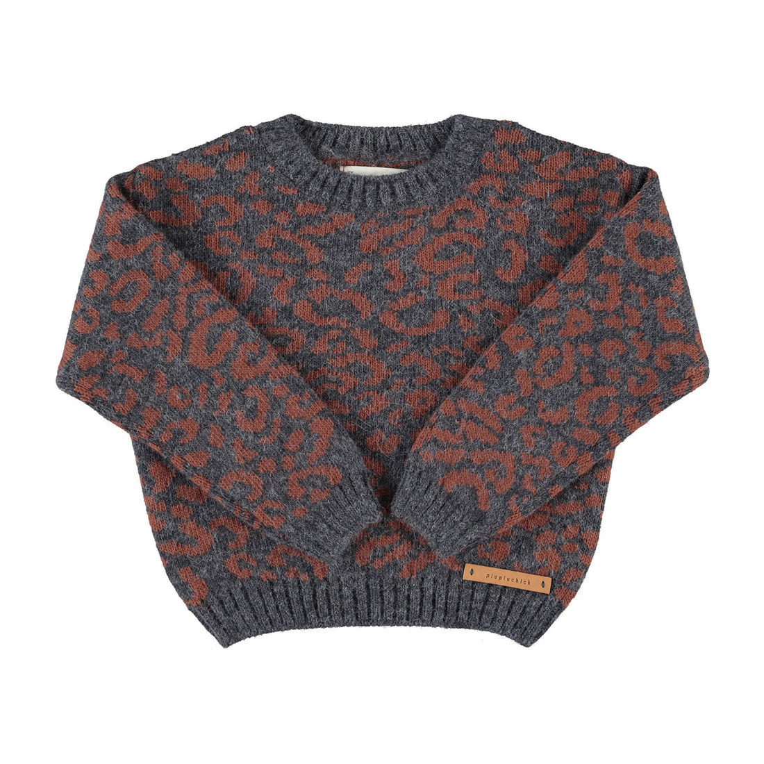 Piupiuchick Dark Grey Animal Print Knitted Sweater
