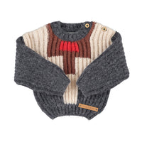 Piupiuchick Dark Grey Multicolor Geometric Sweater