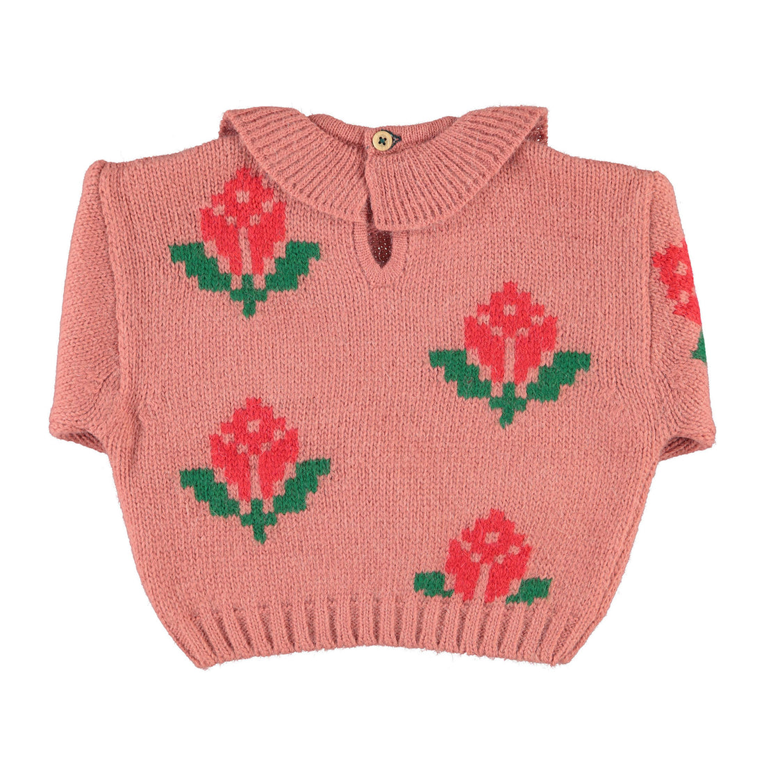 Piupiuchick Pink Flowers Jacquard Sweater