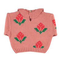 Piupiuchick Pink Flowers Jacquard Sweater