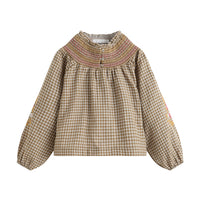 Cera Una Volta Green Check Evelina Blouse