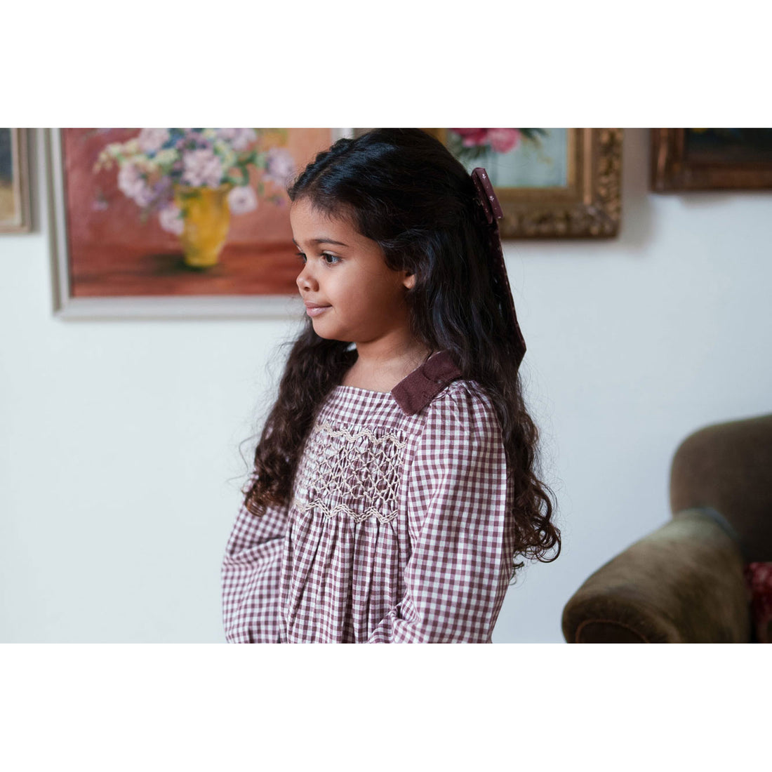 Little Cotton Clothes Sugarplum Check Emilie Romper