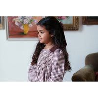Little Cotton Clothes Sugarplum Check Emilie Romper