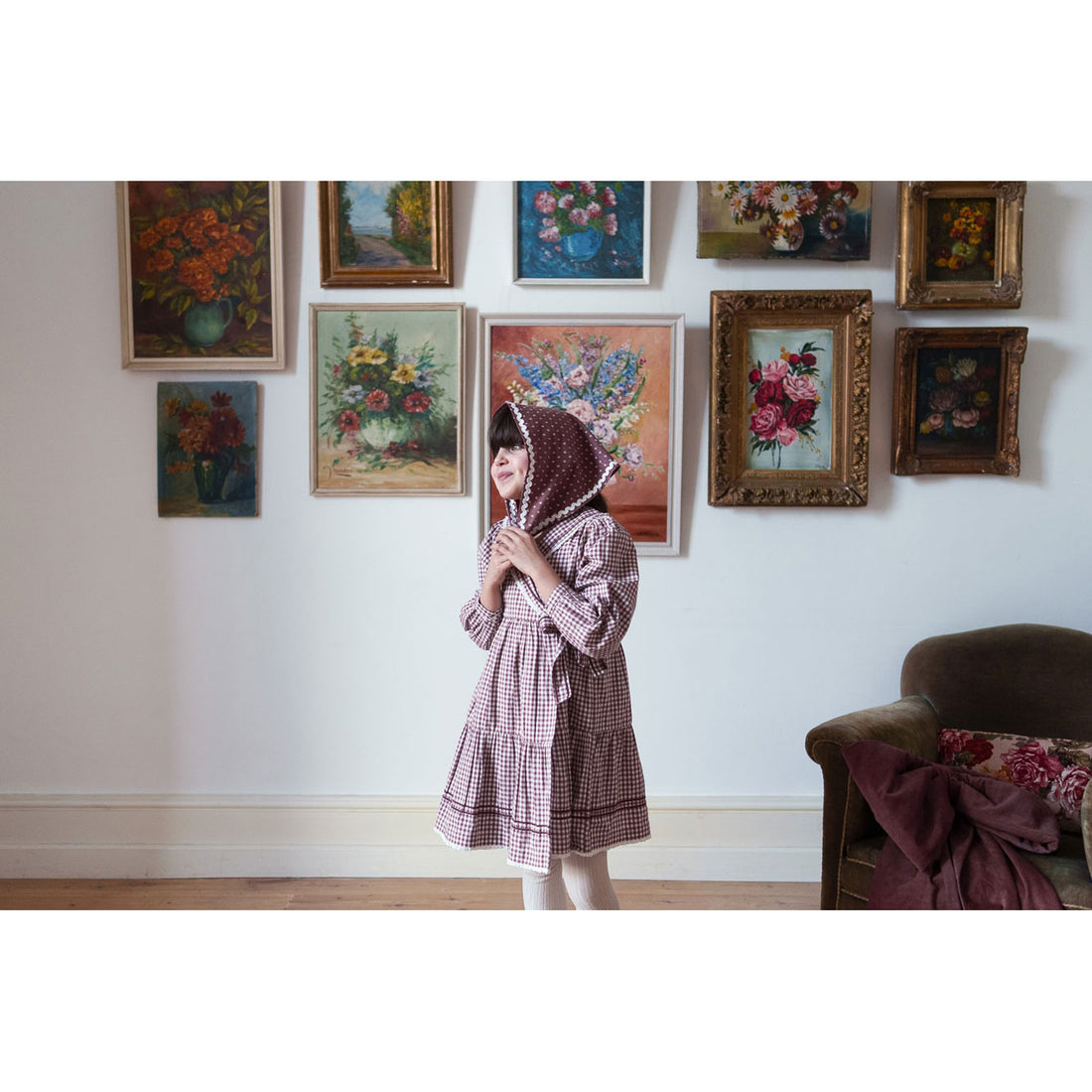 Little Cotton Clothes Sugarplum Check Rosalind Wrap Dress