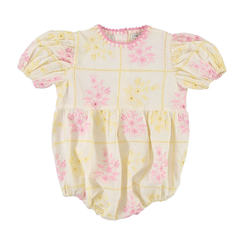 Bebe Organic Patchwork Embroidery Alba Romper