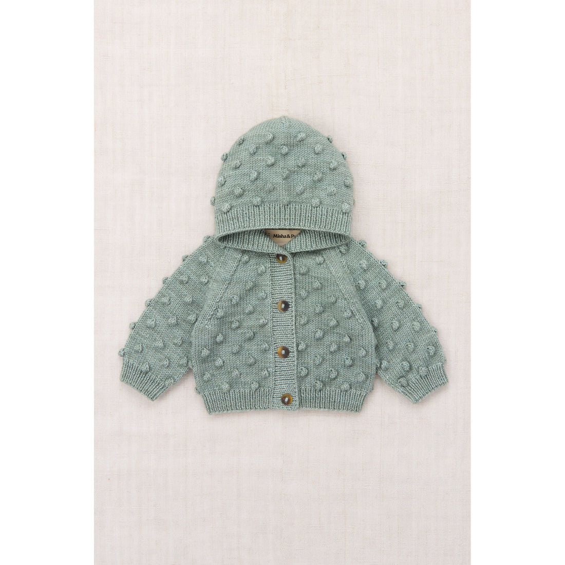 Misha and Puff Onsen Baby Hooded Popcorn Cardigan