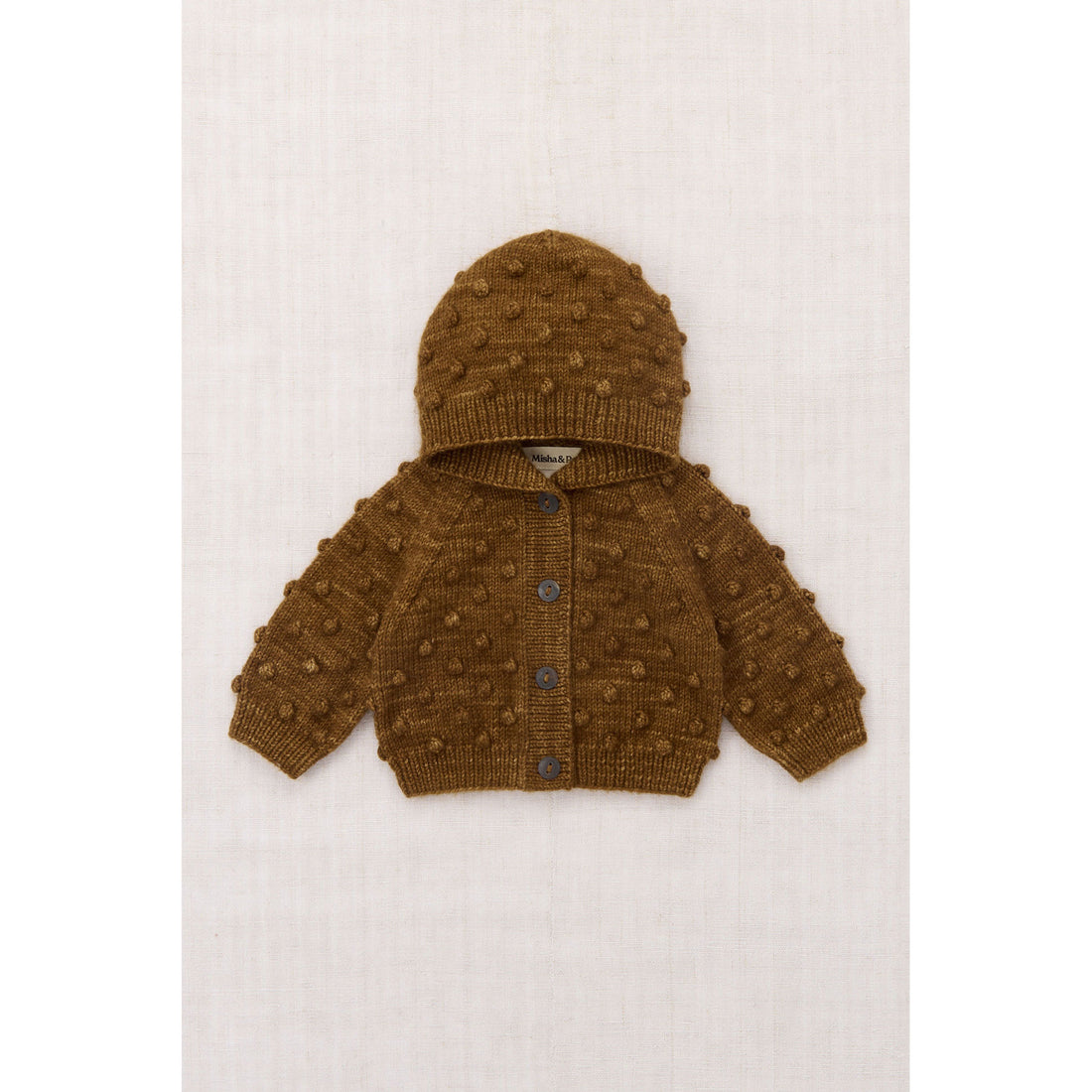Misha and Puff Nutmeg Baby Hooded Popcorn Cardigan