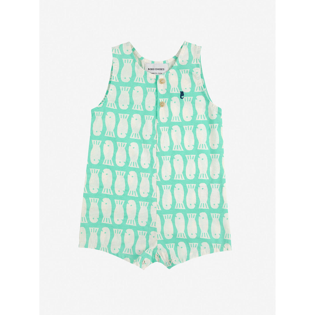 Bobo Choses Green Lucky Fish All Over Playsuit