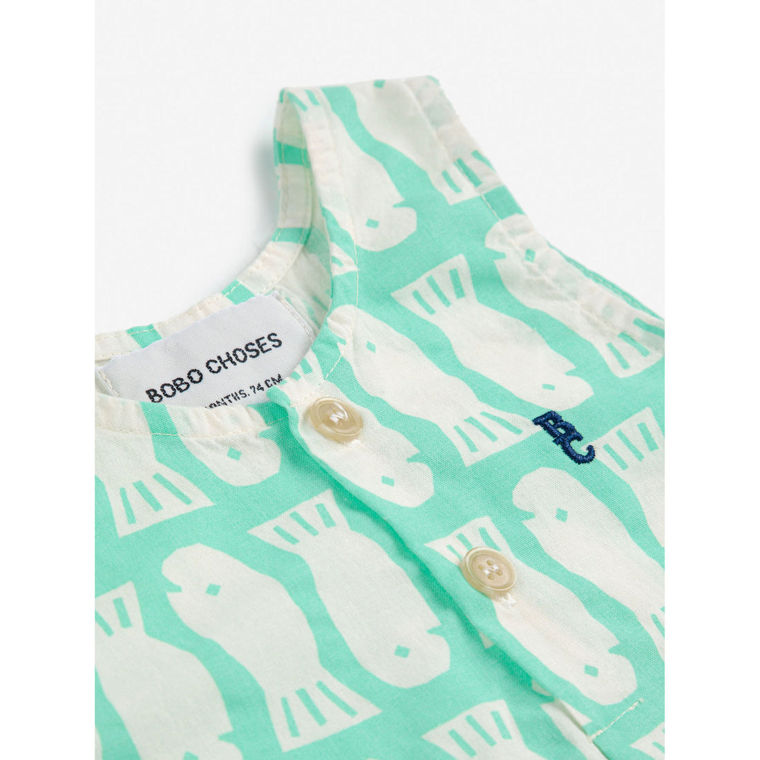 Bobo Choses Green Lucky Fish All Over Playsuit