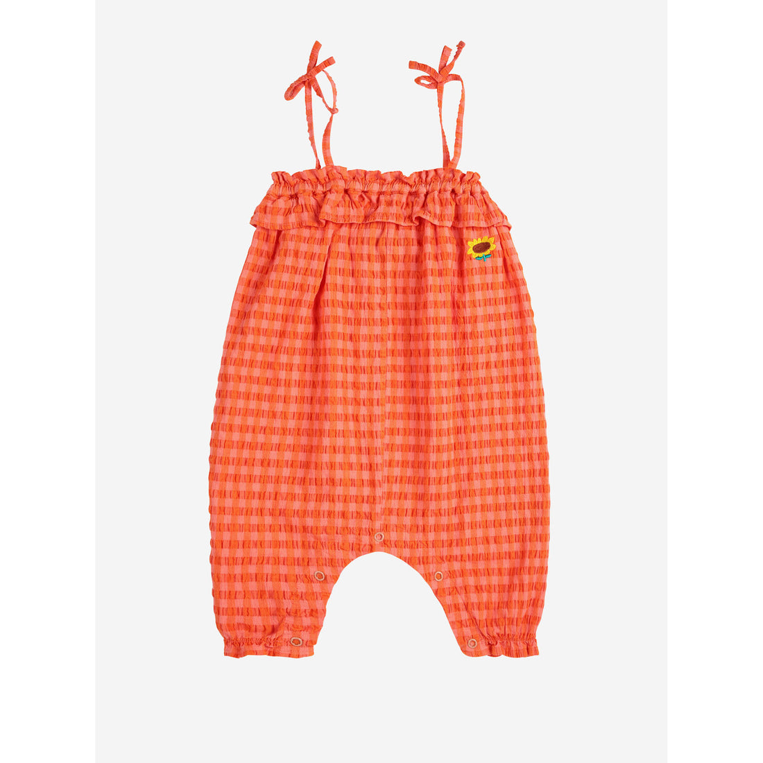 Bobo Choses Coral Pink Vichy Woven Overall