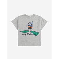 Bobo Choses Heather Grey A Day At The Beach T-Shirt
