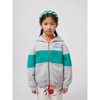 Bobo Choses Heather Grey Smiling Zip Up Hoodie