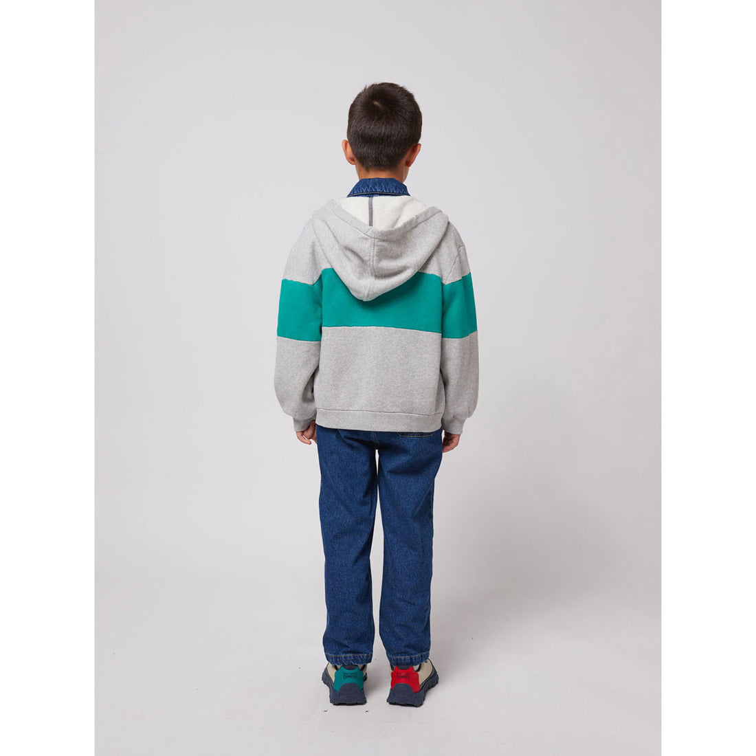 Bobo Choses Heather Grey Smiling Zip Up Hoodie