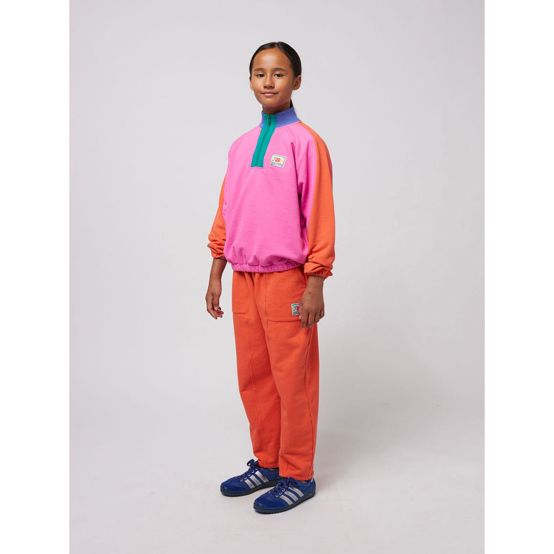 Bobo Choses Fuchsia Smiling Color Block Sweatshirt