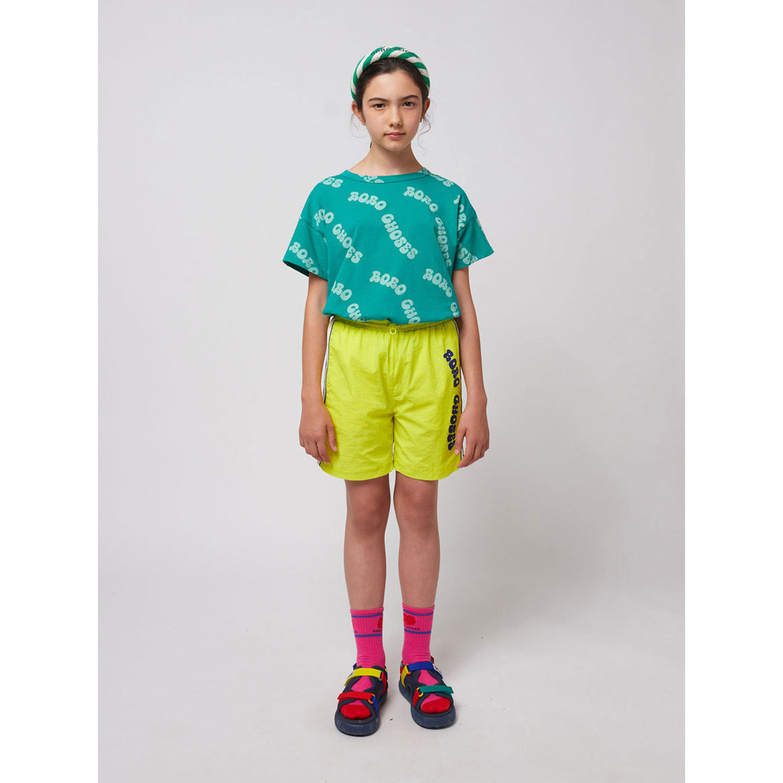Bobo Choses Light Yellow Wavy Logo Bermuda Shorts