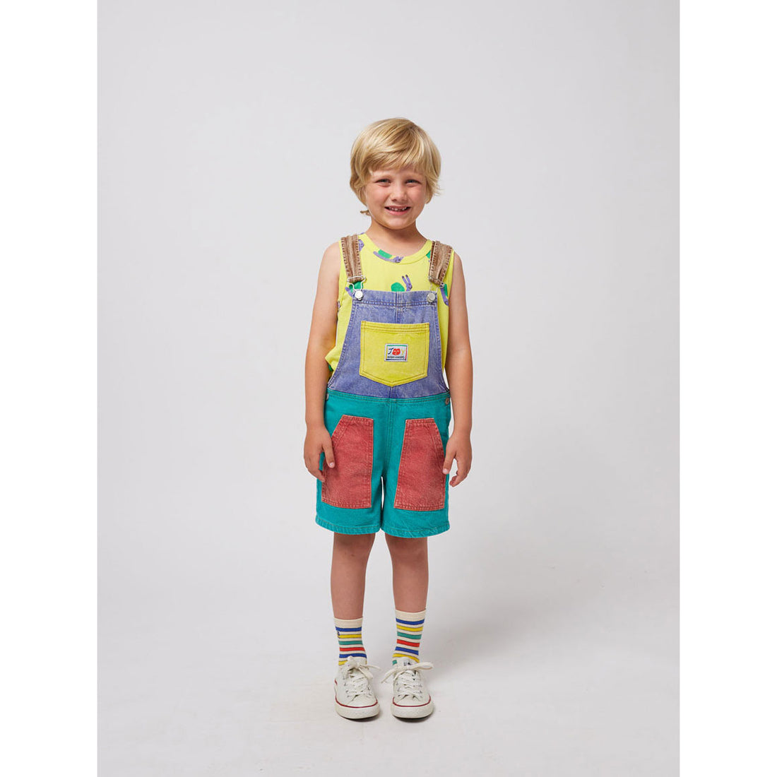 Bobo Choses Smiling Color Block Denim Dungaree