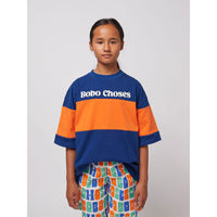 Bobo Choses Navy Blue Logo Color Block T-shirt