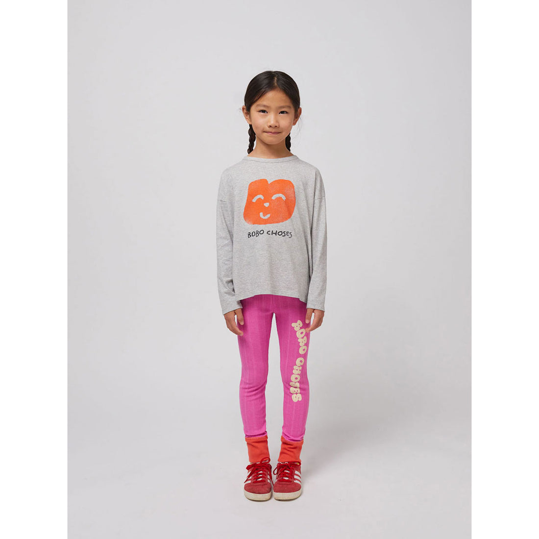 Bobo Choses Heather Grey Joyful Face T-Shirt