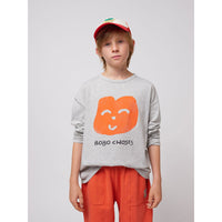 Bobo Choses Heather Grey Joyful Face T-Shirt