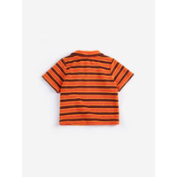 Bobo Choses Orange Striped Brick Terry  Baby Polo