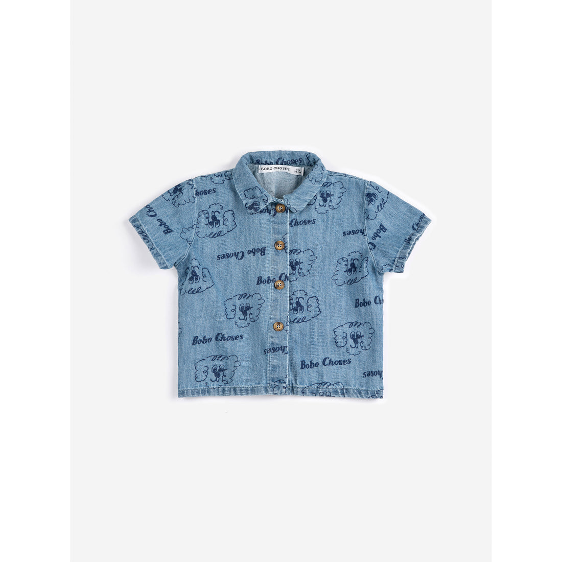 Bobo Choses Light Blue Dog All Over Denim Baby Shirt