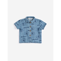 Bobo Choses Light Blue Dog All Over Denim Baby Shirt