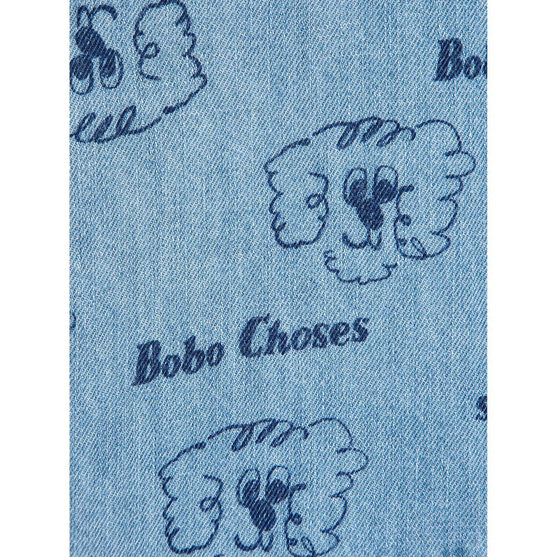 Bobo Choses Light Blue Dog All Over Denim Baby Shirt
