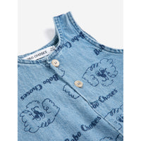 Bobo Choses Light Blue Dog All Over Denim Playsuit