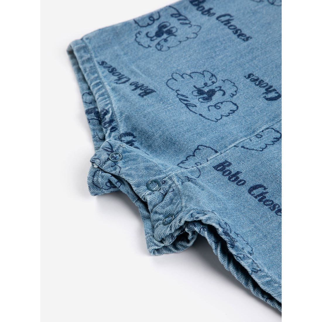 Bobo Choses Light Blue Dog All Over Denim Playsuit
