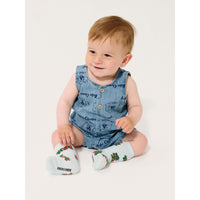 Bobo Choses Light Blue Dog All Over Denim Playsuit