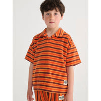 Bobo Choses Orange Striped Brick Terry  Polo