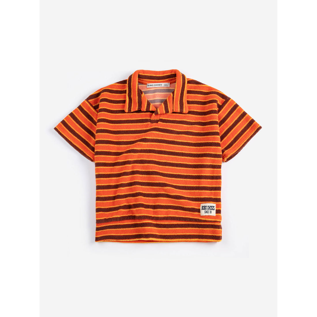 Bobo Choses Orange Striped Brick Terry  Polo