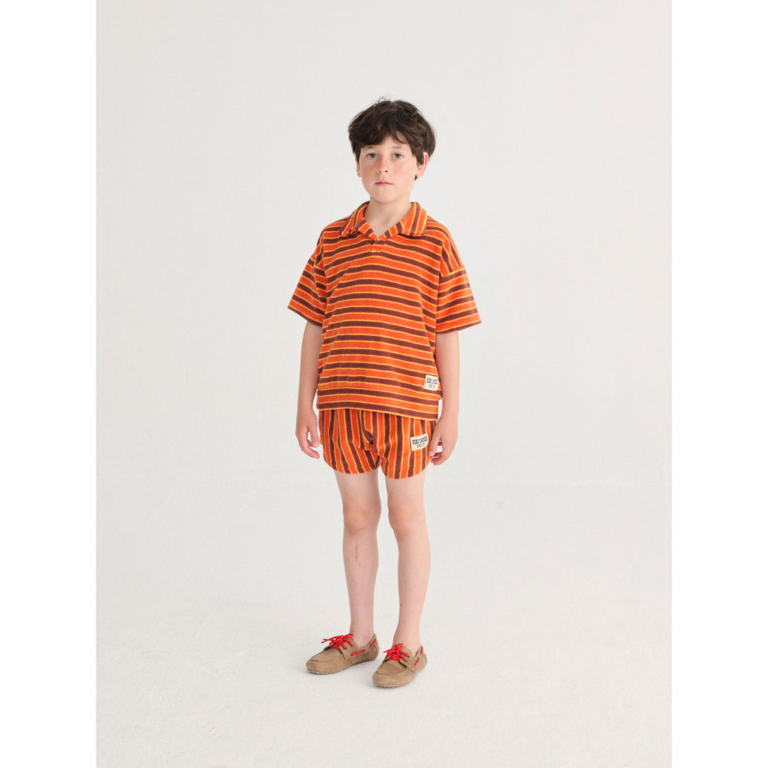 Bobo Choses Orange Striped Brick Terry  Polo