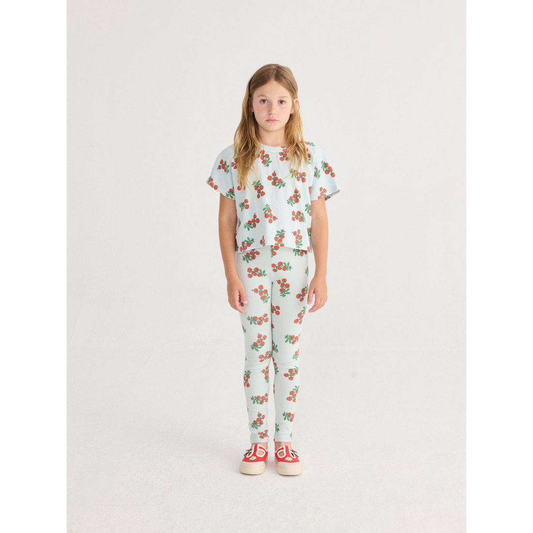 Bobo Choses Light Blue Tomatoes All Over Cropped T-Shirt